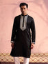 Men's Black Silk Machine Embroidered Kurta