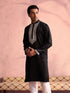 Men's Black Silk Machine Embroidered Kurta
