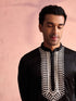Men's Black Silk Machine Embroidered Kurta