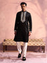 Men's Black Silk Machine Embroidered Kurta