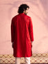Men's Red Silk Machine Embroidered Kurta