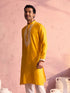 Men's Yellow Silk Machine Embroidered Kurta