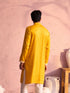 Men's Yellow Silk Machine Embroidered Kurta
