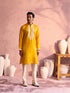 Men's Yellow Silk Machine Embroidered Kurta