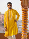 Men's Yellow Silk Machine Embroidered Kurta