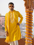 Men's Yellow Silk Machine Embroidered Kurta