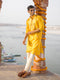 Men's Yellow Embroidered Silk Kurta Pyjama Set