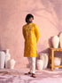 Men's Yellow Embroidered Silk Kurta Pyjama Set