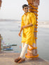 Men's Yellow Embroidered Silk Kurta Pyjama Set