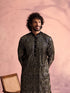 Men's Black Georgette Embellished Kurta