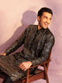 Men's Black Georgette Embellished Kurta Pant Set