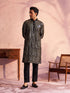 Men's Black Georgette Embellished Kurta Pant Set