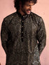 Men's Black Georgette Embellished Kurta Pant Set