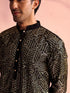 Men's Black Georgette Embellished Kurta Patiala Set