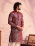 Men's Maroon Georgette Embellished Kurta