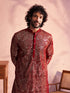 Men's Maroon Georgette Embellished Kurta