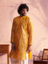 Men's Yellow Georgette Embellished Kurta