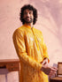 Men's Yellow Georgette Embellished Kurta