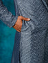 Men's Grey Cotton Schiflli Kurta