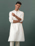 Men's Cream Embroidered Cotton Blend Kurta