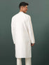 Men's Cream Embroidered Cotton Blend Kurta