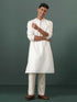 Men's White Embroidered Cotton Blend Kurta Pyjama Set