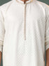 Men's White Embroidered Cotton Blend Kurta Pyjama Set