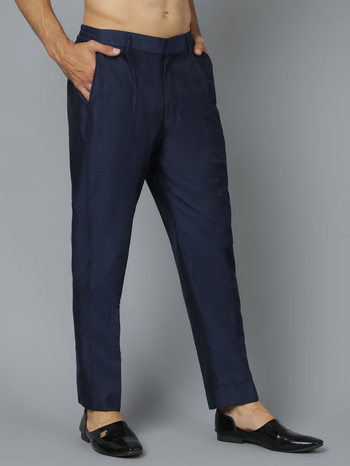 Men's Navy Blue Viscose Pant Style Pyjama Set