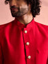 Men's Red Silk Solid Sherwani Set