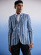 Men's Blue And White Striped Blazer