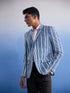 Men's Blue And White Striped Blazer
