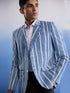 Men's Blue And White Striped Blazer