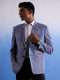 Men's Aqua And Red Ethnic Printed Cotton Blazer