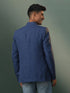 Men's Blue Checked Cotton Blend Blazer