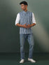 Men's Indigo Striped Kantha Stich Nehru Jacket