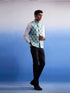 Men's Mint Green Ethnic Motif Printed Nehru Jacket