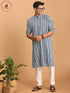 Men's Indigo Blue & White Cotton Kurta & Pyjama Set