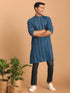 Men's Blue Denim Jacquard Kurta