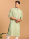 Men's Green Geometric Booti Jacquard Kurta