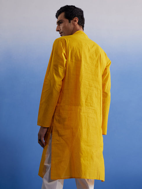 Men's Mustard Pure Cotton Handloom Kurta