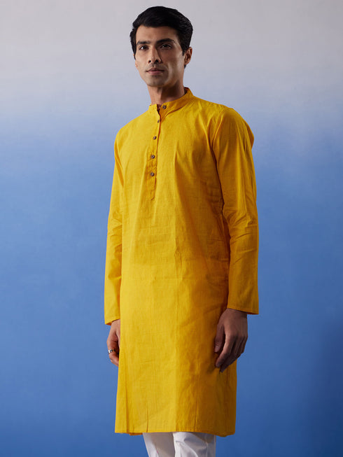 Men's Mustard Pure Cotton Handloom Kurta