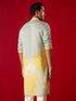 Men's Multicolor Base Yellow Cotton Printed Kurta