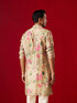 Men's Multicolor Base Beige Cotton Printed Kurta