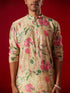 Men's Multicolor Base Beige Cotton Printed Kurta
