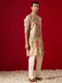 Men's Multicolor Base Beige Cotton Printed Kurta Pant Set