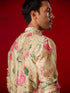 Men's Multicolor Base Beige Cotton Printed Kurta Pant Set