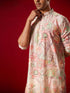 Men's Multicolor Base Peach Cotton Printed Kurta Pant Set