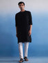 Men's Black Hakooba Cotton Kurta With White Pant