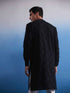 Men's Black Hakooba Cotton Kurta With White Pant