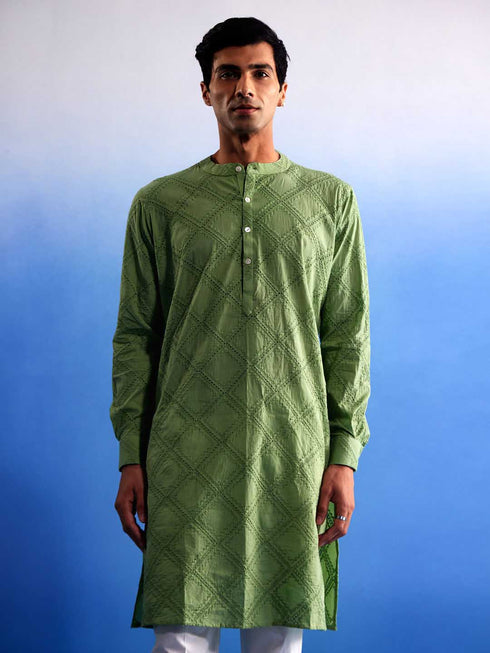 Men's Green Hakooba Cotton Kurta